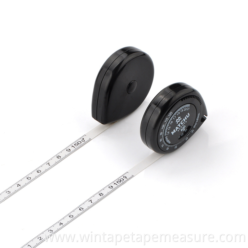 New plastic black BMI tape measure health bmi wheel calculator lose weight fat calculator